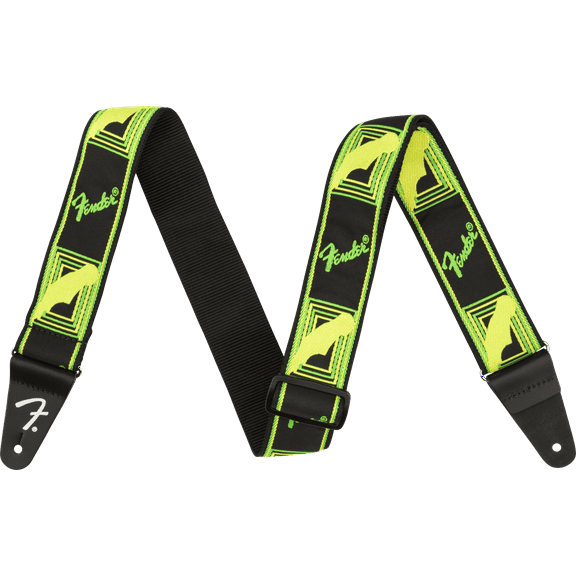 Fender 2" Monogrammed Neon Green/Yellow Nylon Guitar Strap #0990681307