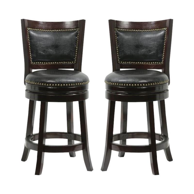 Home Square 24" Bristol Swivel Bar Stool in Cappuccino Set of 2