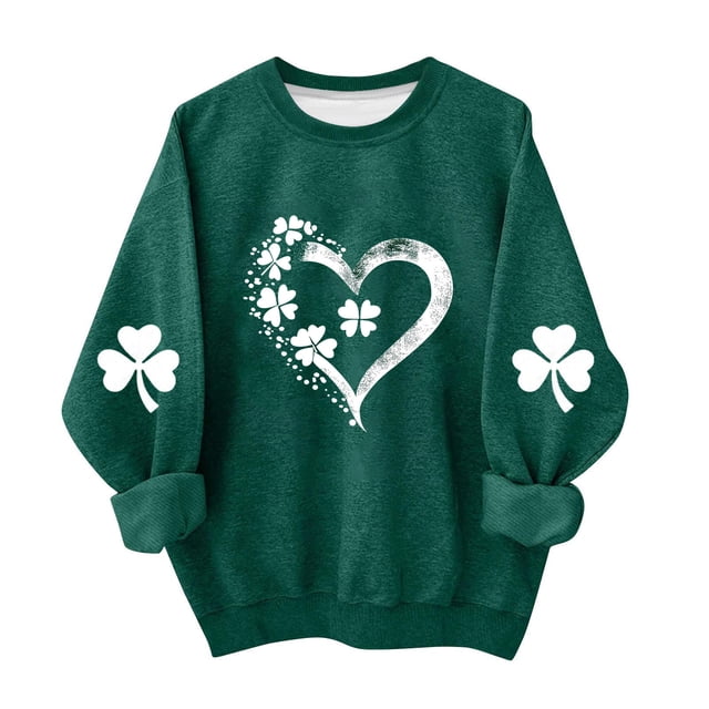 SDNall Chandail à Capuchon à Manches Longues pour Enfants de la Saint-Patrick, Chandail Molletonné Doux Doublé pour Filles, Chandail Décontracté à Col Rond pour le Printemps, l'Automne et l'Hiver
