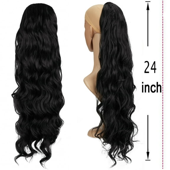 DODOING Ponytail Extension(20"/24"/28") Clip in Ponytail Extension Wrap Around Long Straight /Curly Pony Tail Multi-color Hair Synthetic Hairpiece