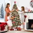 thumbnail image 4 of 4.5/6/7.5/9 Ft Pre-Lit Flocked Artificial Christmas Tree with Pine Cones & Berry Accents, Full Natural Hinged B-ranches, Premium Xmas Tree for Home Office Party Holiday Decor, 4 of 9