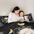 thumbnail image 4 of Castle Fairy Galaxy Gothic Skull King Size Comforter Sets 3pcs,Boho Floral Starry Sky Comforters King Size,Ivory Blacks,1 Comforter and 2 Pillowcases,Black Reversible, 4 of 6