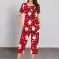 thumbnail image 2 of Casual Christmas Loungewear Set for Women Two Piece Round Neck Button Pleated Tops with Capris Comfy Casual Homewear, 2 of 5