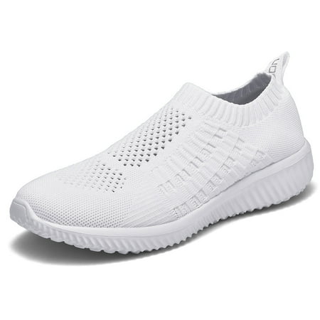 

TIOSEBON Women s Athletic Walking Shoes Casual Mesh-Comfortable Work Sneakers All White US8.5