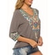 thumbnail image 5 of Blusas Mexicanas para Mujer, Camisas Bordadas, Ropa Hippie, Túnicas de Fiesta, Blusas Bohemias Campesinas de Talla Grande. Gris XXL, 5 of 6