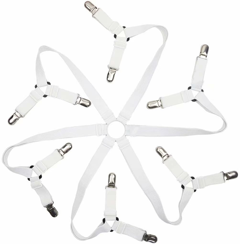 6 Sides Adjustable Elastic Bed Sheet Tensioner With Metal Brackets