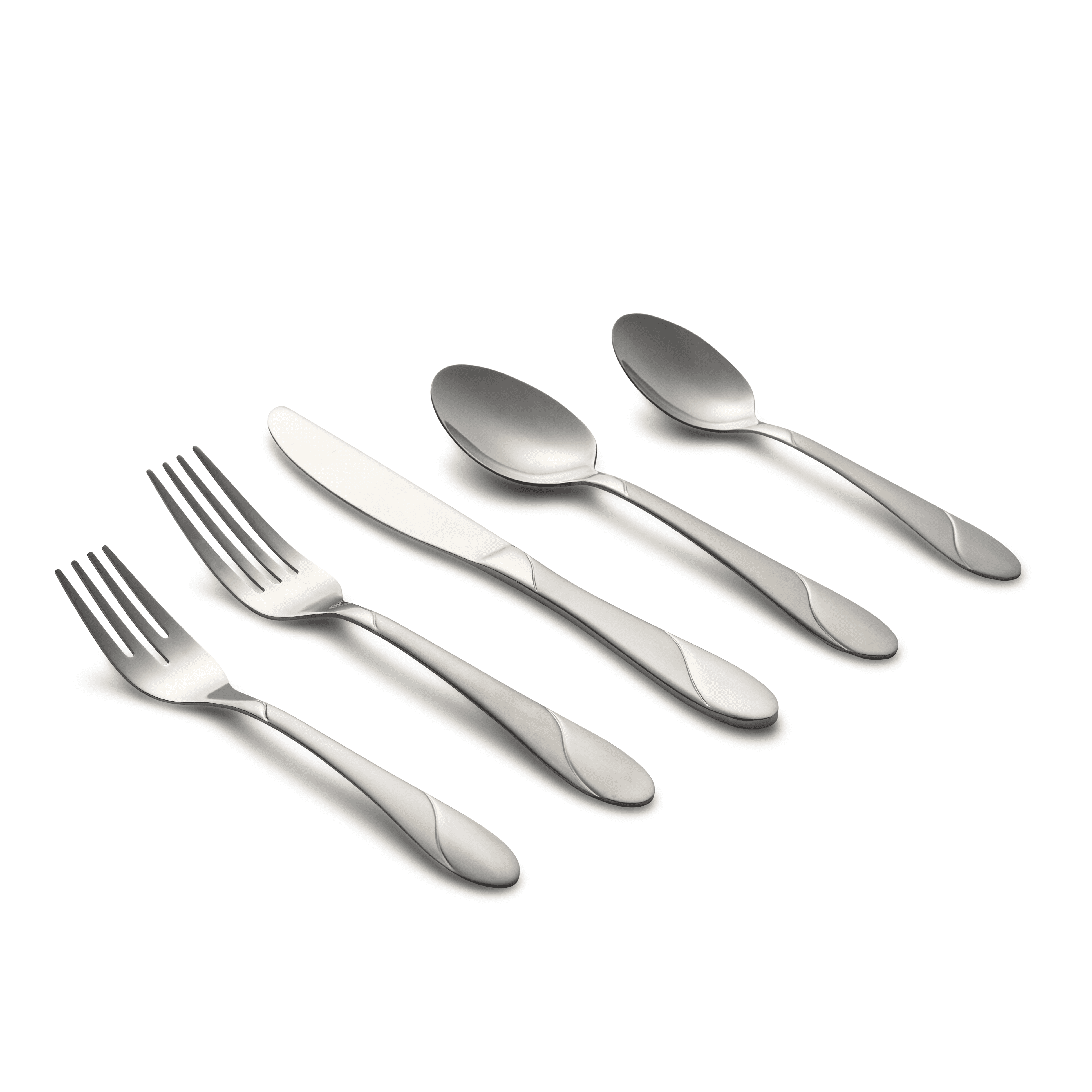 Service for 4 Cambridge Silversmiths Inc 293420HCD12 Cambridge Silversmiths Flatty Mirror 20-Piece Flatware Set 18/10 Stainless Steel
