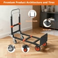 thumbnail image 2 of 3 in 1 Folding Hand Truck, Portable Heavy Duty Dolly Cart with 4 Rubber Wheels, Utility Cart Telescopic Handle Moving Dolly 500 lbs, 2 of 7