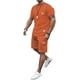 thumbnail image 1 of Conjunto de 2 piezas con estampado de letras para hombre, playera de manga corta con cuello redondo y pantalones cortos con cordón Naranja Extra Grande Naranja Extra Grande Xishao ropa, 1 of 2