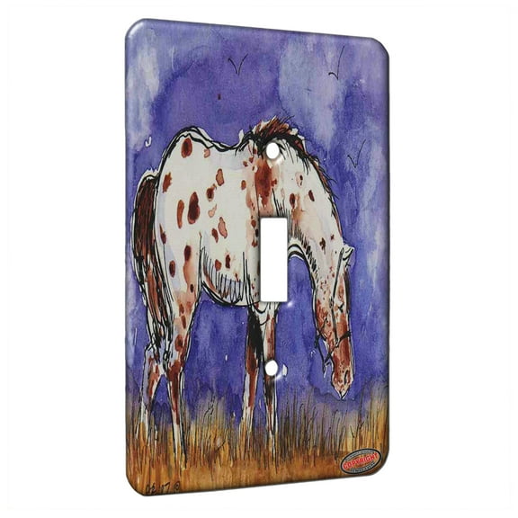 KuzmarK™ Single Gang Toggle Switch Wall Plate - Sorrel Leopard Appaloosa Abstract Horse Art by Denise Every