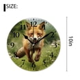 thumbnail image 2 of 10 Inch Wall Clock Battery Operated Silent Clock Decorative for Office, Kitchen, Outdoor, Living Room，Red Fox Jumping Running in Fresh Green Grass Daytime Painting, 2 of 4