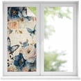 thumbnail image 2 of Vintage Blue Floral Window Privacy Film, Butterflies Watercolor Flower Tan Static Cling UV Sun Blocking Tint Film Heat Control Windows Films for Bedroom Bathroom, Window Stickers 17.7"x39.3", 2 of 8