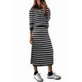 thumbnail image 4 of Conjuntos de 2 Piezas de Falda para Mujer, Moda de Otoño, Suéter A Rayas, Vestido Midi de Punto, Ropa de Salón, Viajes, Ropa de Invierno. y Negro XL, 4 of 10