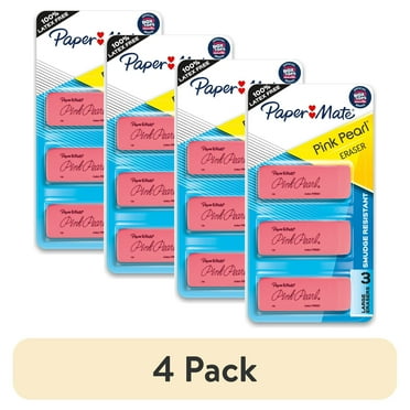 (4 pack) Paper Mate Pink Pearl Erasers, Large, 3 Count