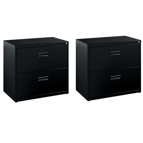 Home Square Set of 2 Metal 2 Drawer Home Office Lateral File Cabinet Black