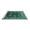 thumbnail image 2 of Ahgly Company Machine Washable Indoor Square Oriental Turquoise Blue Industrial Area Rugs, 3' Square, 2 of 4