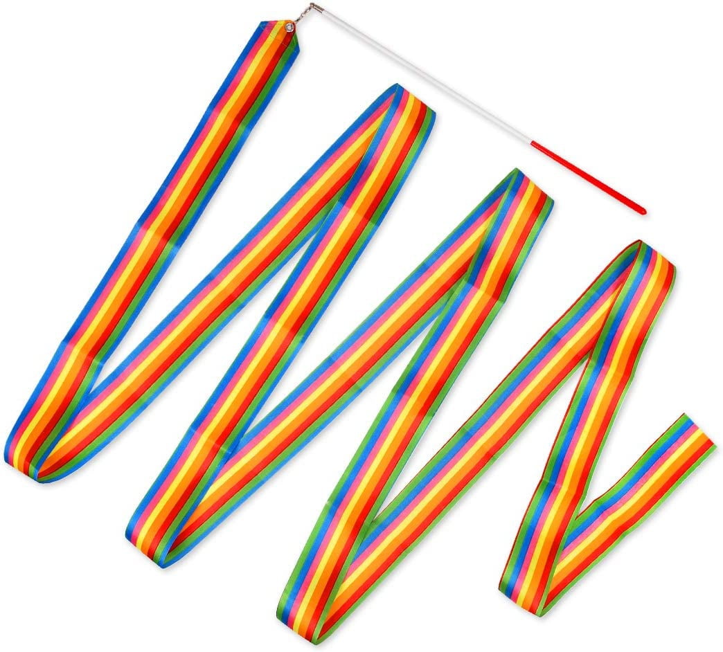 Sunjoy Tech 13 Feet Dance Ribbon Wands, Rainbow Streamers, Rhythmic