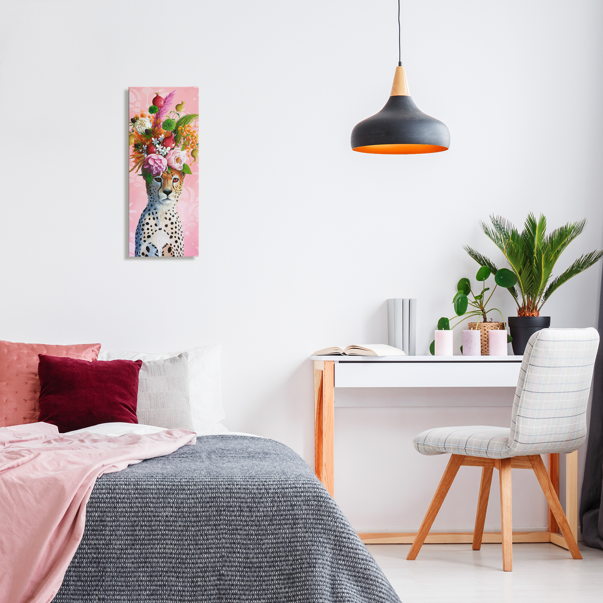 Serious Cheetah & Florals Canvas Wall Art, design by Heather Gauthier