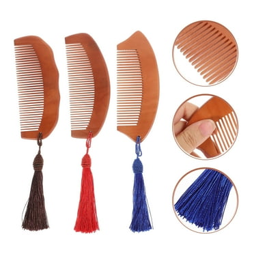 HOMEMAXS 3pcs Peach Wood Combs Portable Fine Tooth Combs for Various Hair Small Size