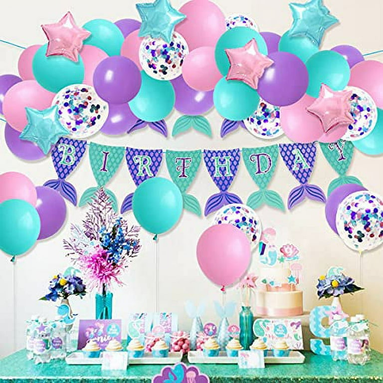 111 PCS Balloon Arch Garland Kit: Turquoise Blue, Pink, Purple for