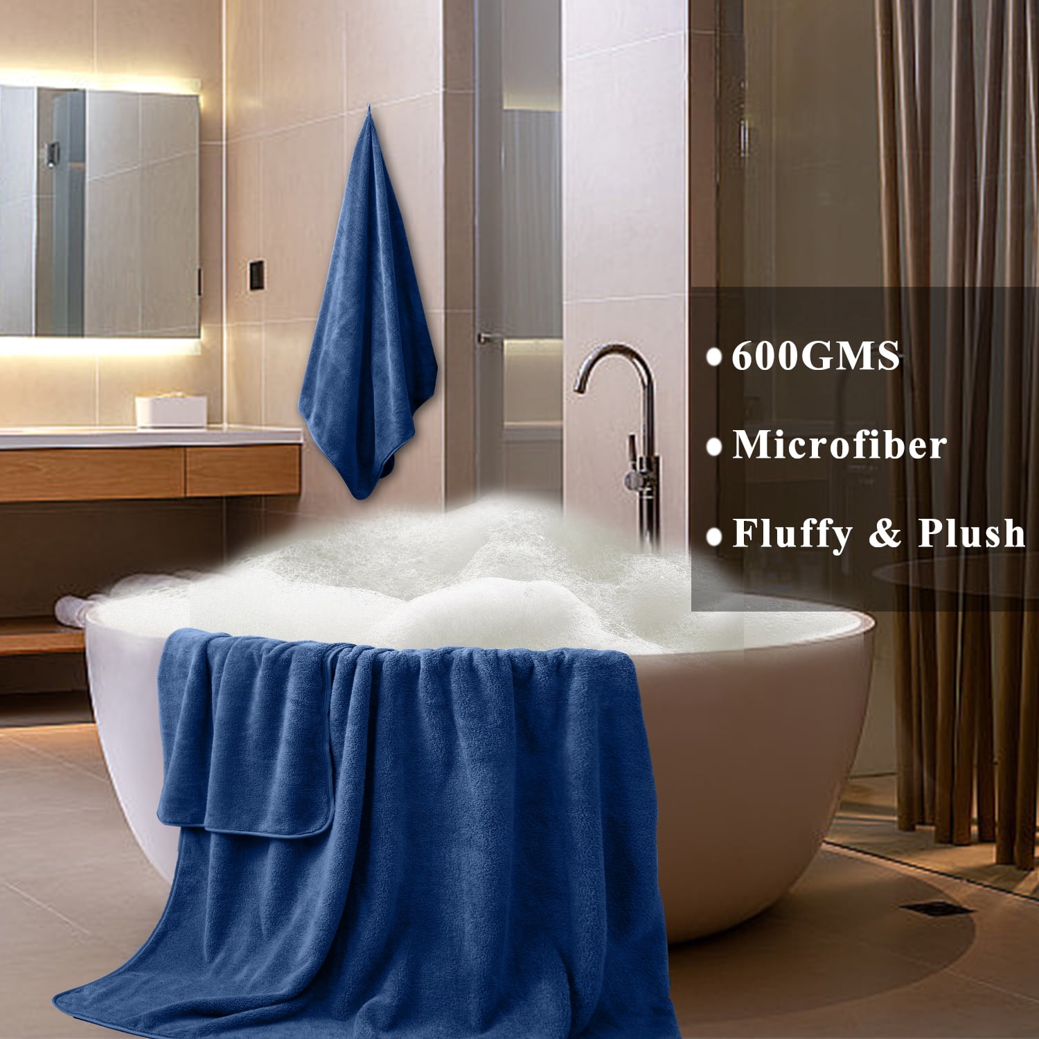 Smuge 8 Piece Oversized Bath Towel Set, Microfiber Ultra Soft