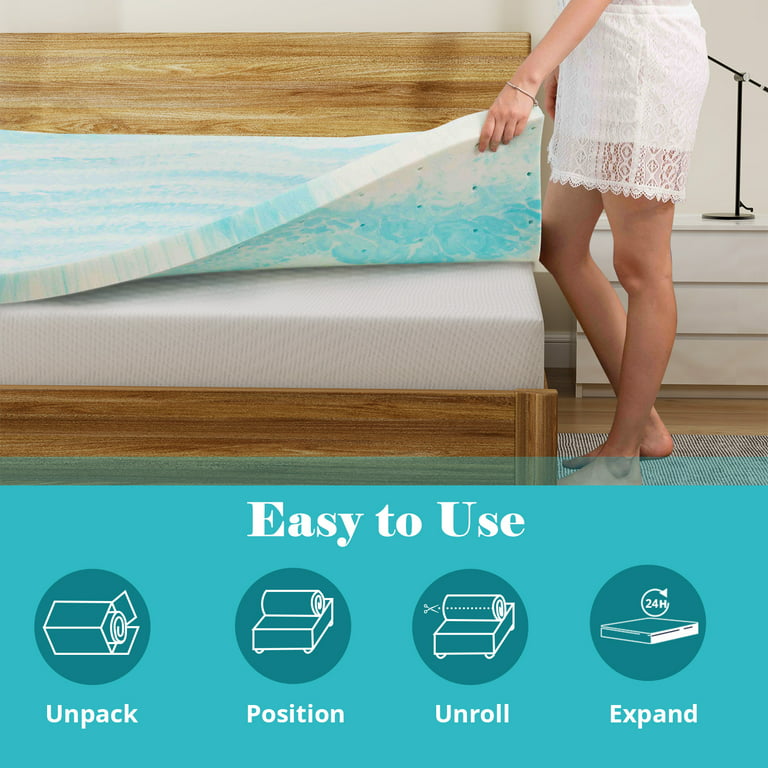 2, 3, or 4 Inch Gel-Infused Memory Foam Mattress Topper with Removable  Fitted Cover (3 inch, Full)