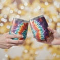 thumbnail image 2 of 12oz Stemless Wine Tumblers Colorful Tie Dye Pattern Vacuum Insulated Stainless Steel Travel Tumbler Cups Mug with Lid and Straw for Champaign,Cocktail,Beer with Cleaning Brush, 2 of 5