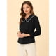 thumbnail image 3 of Blusa de Gasa Allegra K con cuello Peter Pan de Manga Larga y botones Decorativos Negro S, 3 of 6