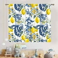 thumbnail image 5 of Yellow Lemon Kitchen Curtains, Vintage Retro Summer Fruit Blue White Floral Pattern Printed Window Drapes Treatments for Living Room Bedroom Bathroom Cafe 2 Panels, 84"x63" Inch, 5 of 5