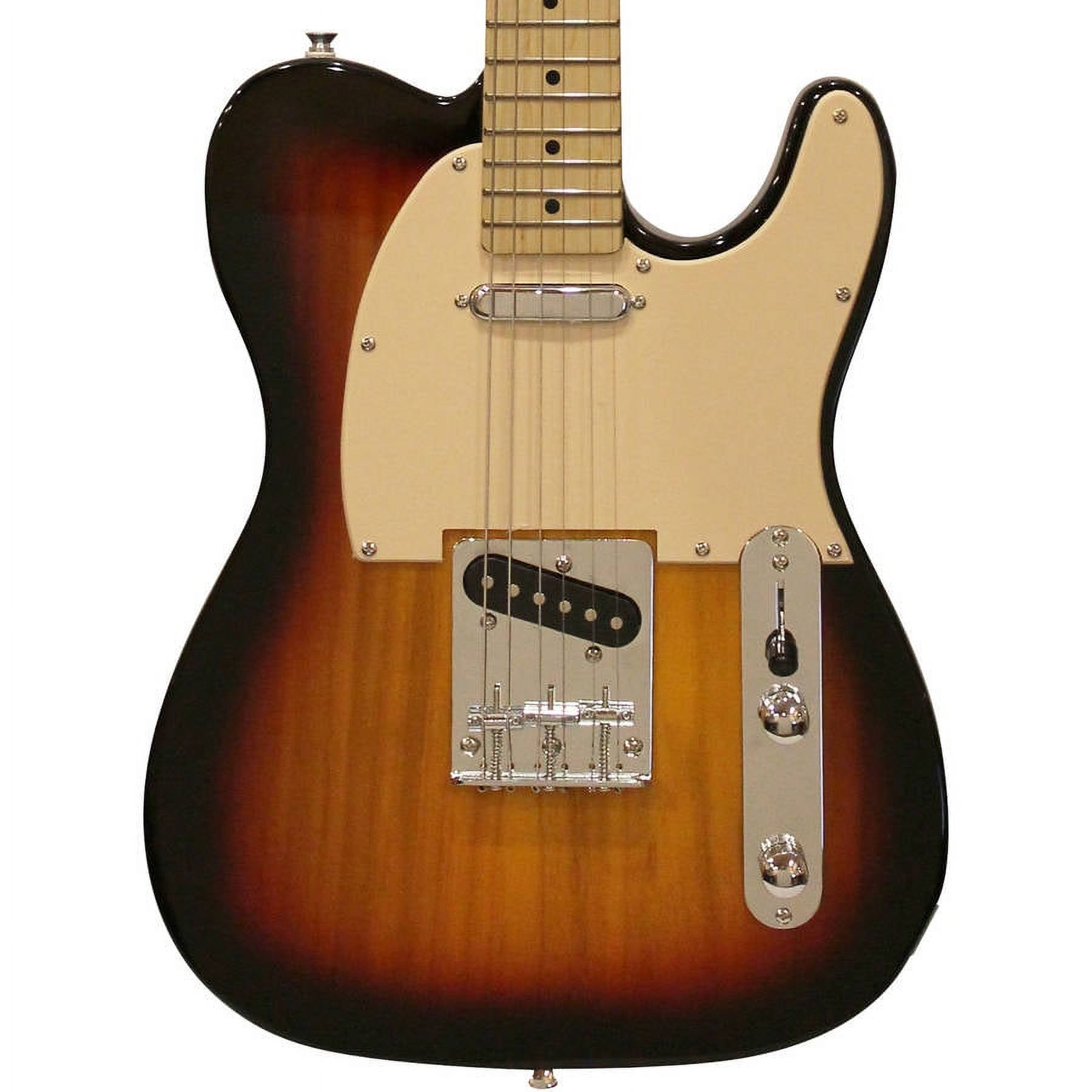Sawtooth Sunburst ET Series Electric Guitar with Aged White Pickguard  Includes: Gig Bag, Amp, Picks, Tuner, Strap, Stand, Cable, and Guitar  Instructional