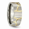 thumbnail image 4 of Grey Titanium Ring Band Wedding Grooved Yellow IP-plated Mens 8mm Brushed, 4 of 6