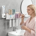 thumbnail image 5 of Multifunctional Wall Mount Toothbrush Holder Rack Organizer Automatic Toothpaste Dispenser Squeezer with Magnetic Cups 5 Toothbrush Slots Accessory Storage, 5 of 15