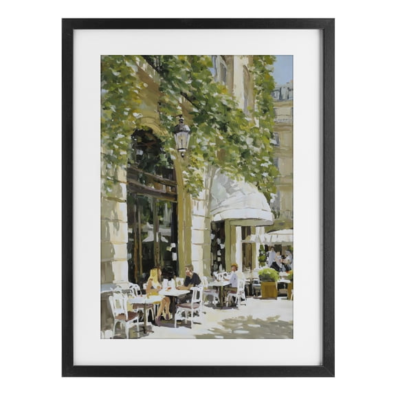 Stupell Industries Sunny Day Cafe Terrace Black Framed Print Under Glass, design by Petal Prints Design