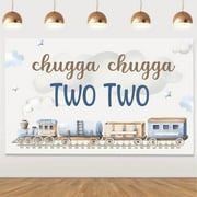 Train 2nd Birthday Party Decorations Chugga Chugga Two Two Backdrop for Boys 2 Years Old Birthday Party Supplies