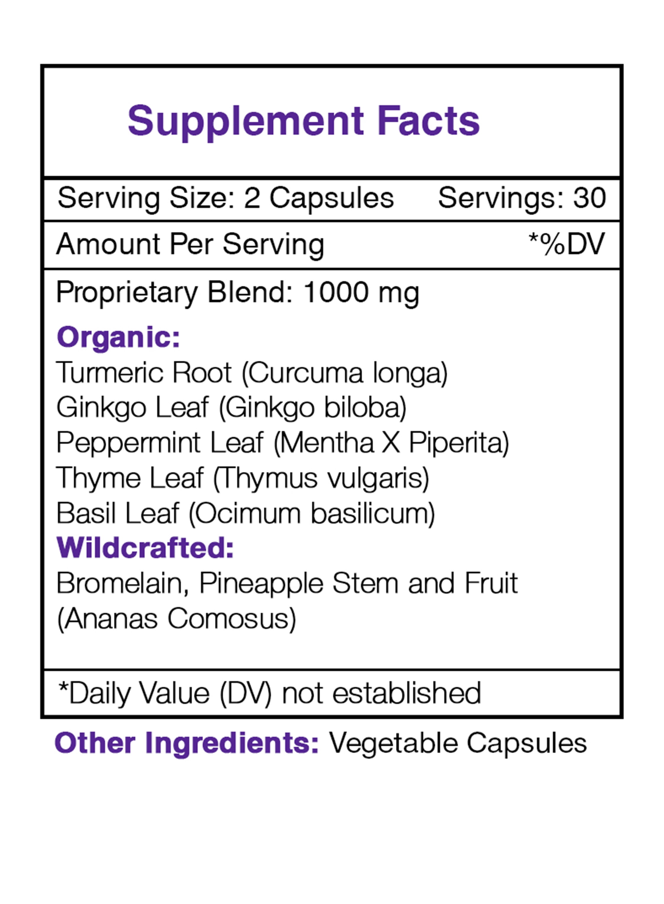 Secrets of the Tribe Carpal Secret Capsules Dietary Supplement, Natural Herb Blend, Made from Bromelain, Pineapple, Turmeric, Ginkgo, Peppermint, Thyme, Basil 60 Count