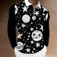 thumbnail image 2 of Blusa de manga larga con estampado digital de planetas coloridos y media cremallera para hombre Pompotops  oipoqjl28849, 2 of 4