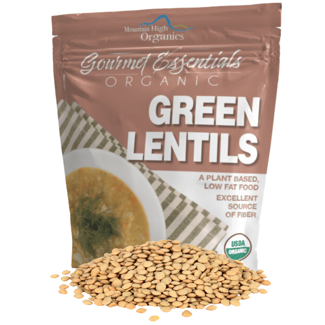 Lentil, Green 6/1LB BAG, USDA Certified Organic & GMO Free, Sustainable Farming Practices-Mountain High Organics