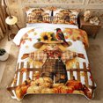 thumbnail image 2 of Erosebridal Scarecrow Sunflower Quilt Full 3-Piece,Fall Harvest Full Bedspread Sets,White Orange Brown,1 Coverlet and 2 Pillowcases, 2 of 7