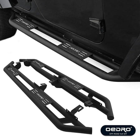 OEDRO Side Step GUARDIAN Kit Compatible for 2007-2018 Jeep Wrangler JK 4 Door, Unique Multi-layer Slip-proof Corrosion Protection, Upgraded Textured Black Nerf Bars Running Boards (No 2 DR & No (Best Side Steps For Jeep Wrangler Unlimited)