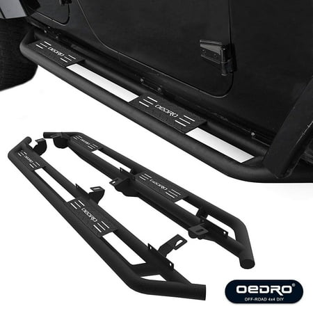 Step Board Kit OEDRO Side Step GUARDIAN Kit Compatible for 2007-2018 Jeep Wrangler JK 4 Door, Unique Multi-layer Slip-proof Corrosion Protection, Upgraded Textured Black Nerf Bars Running Boards (No 2 DR & No JL) ()