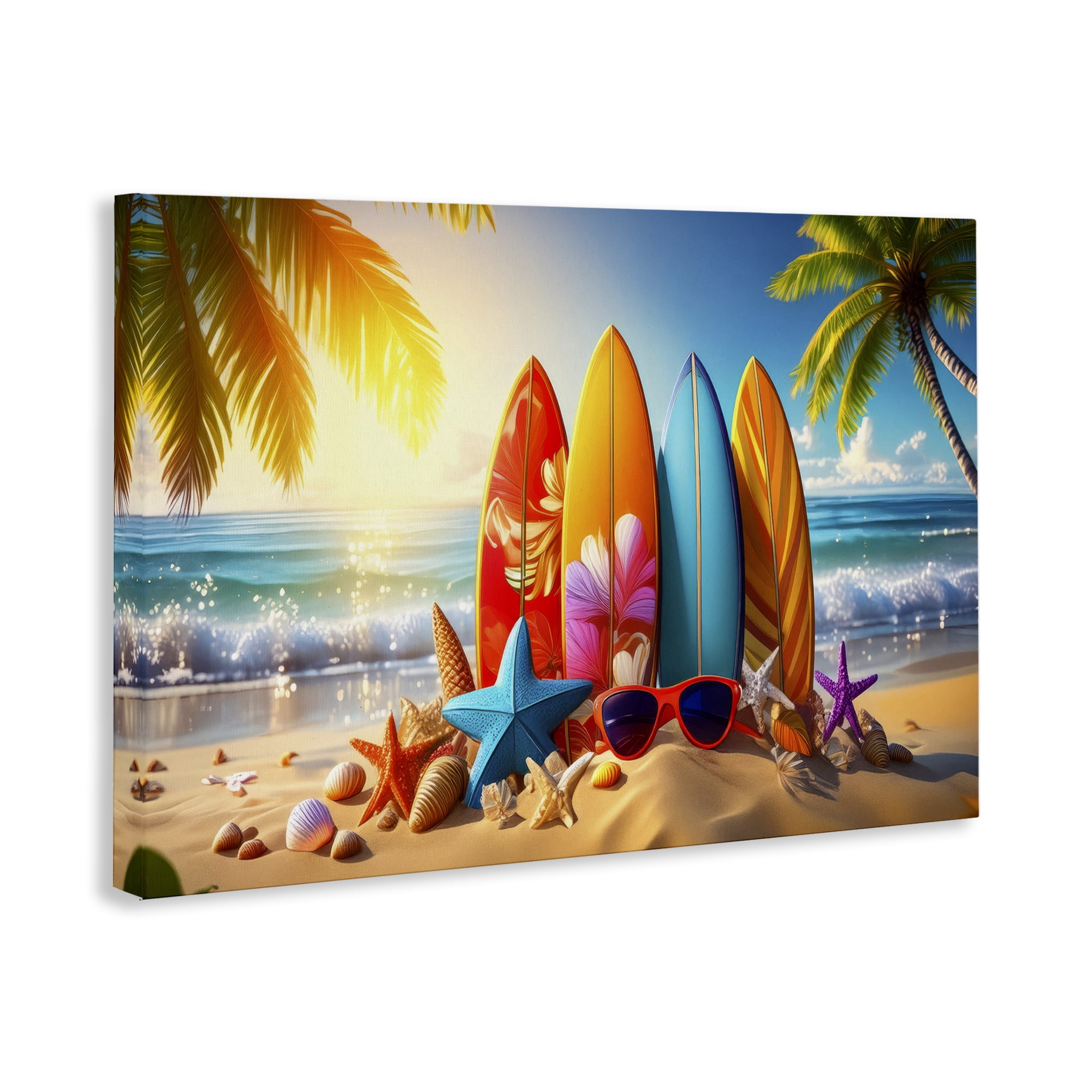 Stupell Industries Tropical Surf & Turf Nautical & Beach Painting Wrapped Canvas Art Print Wall Art, 24 x 16