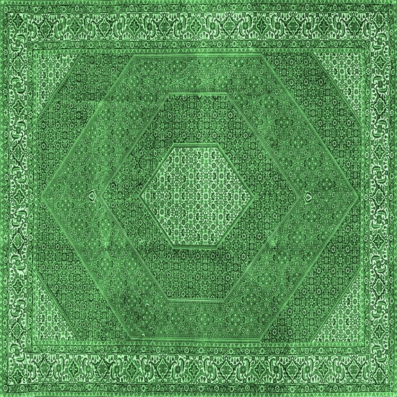 Ahgly Company Indoor Square Persian Emerald Green Traditional Area Rugs, 8' Square