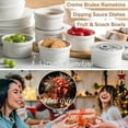 thumbnail image 4 of 16 oz Lidded Ramekins Set of 4, Oven Safe Porcelain Baking Dishes with Embossed Design, 4 of 7