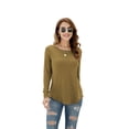 thumbnail image 4 of HOWCOME Fall Long Sleeve Side Split Casual Loose Tunic Womens Blouses, 4 of 5