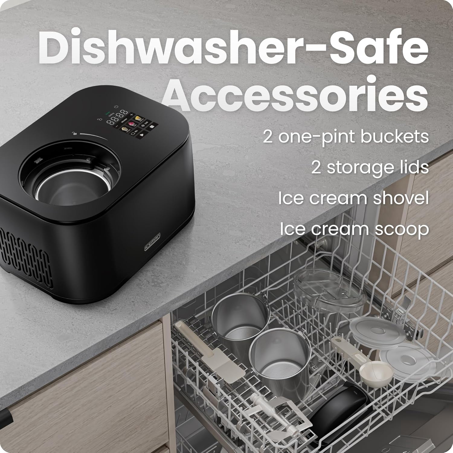 Iceman Trio Ice Cream, Frozen Yogurt, and Italian Ice Maker, No Pre-Freezing - Black