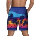 thumbnail image 3 of Sigee Beach with Palm Trees Print Mens Swim Trunks with Compression Liner Quick Dry Swim Stretch Beach Shorts with Pockets,S-3XL, 3 of 7
