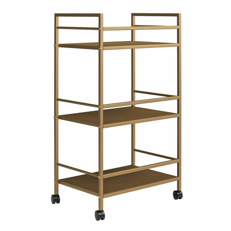 Novogratz Helix 3 Shelf Metal Rolling Utility Cart, Gold - Walmart.com