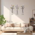 thumbnail image 6 of Rustic Vintage Minimalist Metal, 3 pcs Flower Wall Art Vase Decor for Bathroom Dining Room, 13.7x6 inches, 6 of 6