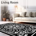 thumbnail image 2 of ODIKA 2'x3' Machine Washable Non-Slip Area Rug, Ornate Blossom with Interlocking Scrollwork Filigree High Traffic Rug with Pad, Black, 601091, 2 of 8