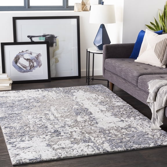 Livabliss Area Rugs for Living Room, 5x7 Venice Modern Pale Blue Rug, Bedroom Dining Room Home Decor Stain Resistant Carpet (5'3" x 7'3")